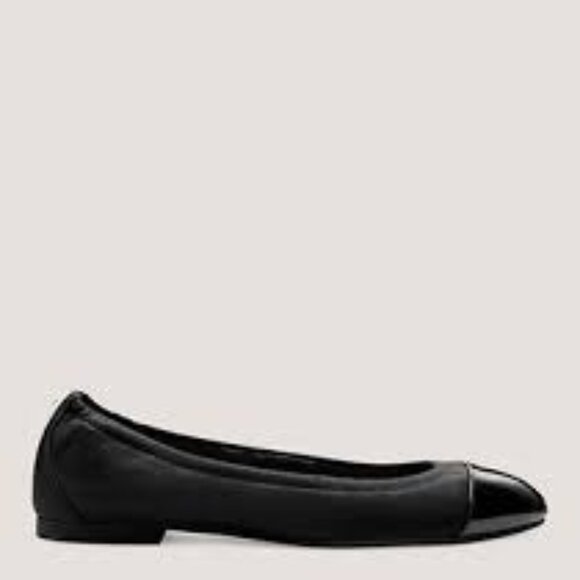 Stuart Weitzman Glossy Gabby Black Flats - Picture 1 of 8
